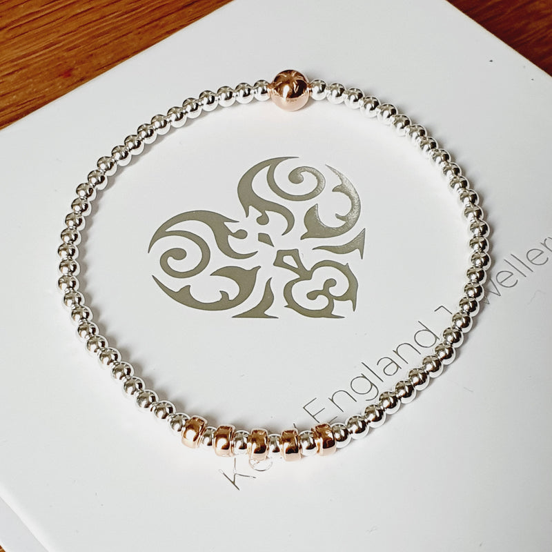 Sterling Silver & Rose Gold 50th Birthday Decade Bracelet