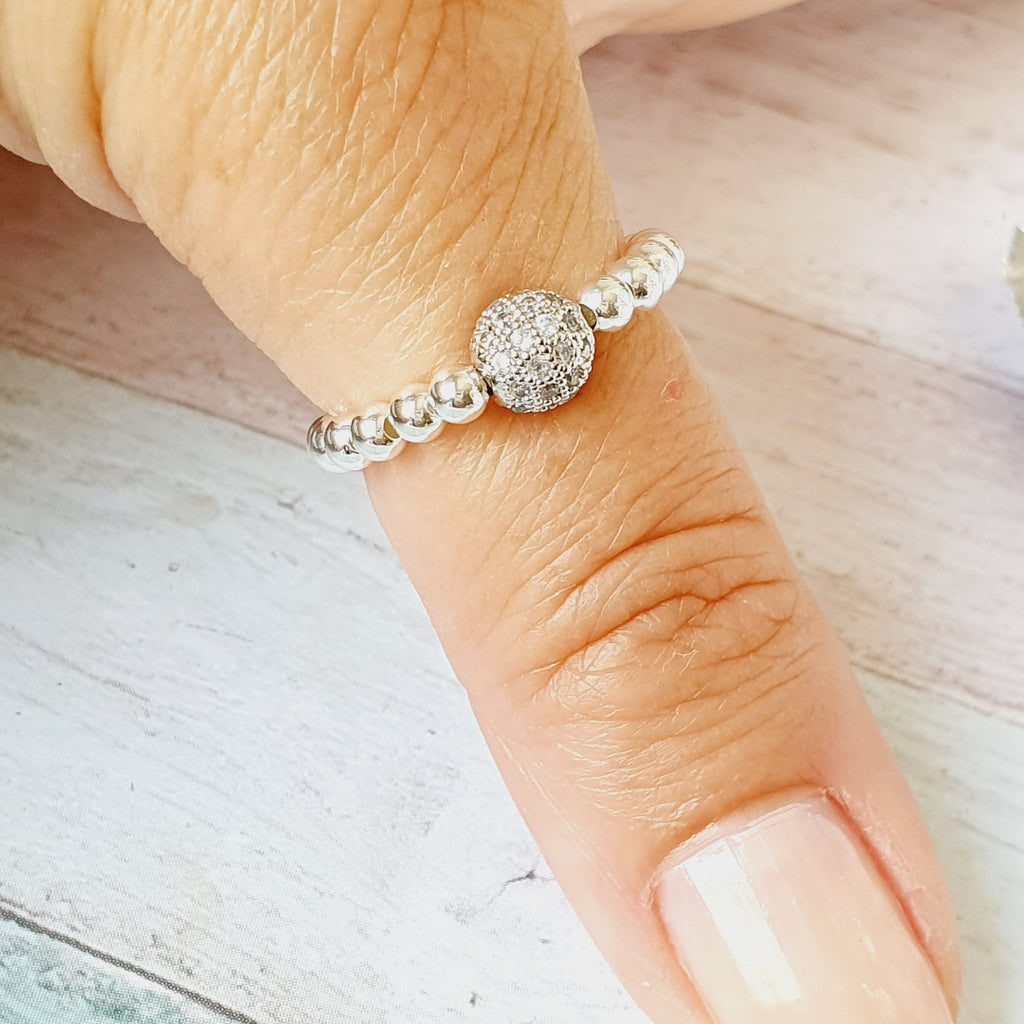 Cz Sterling Silver Stretch Ring