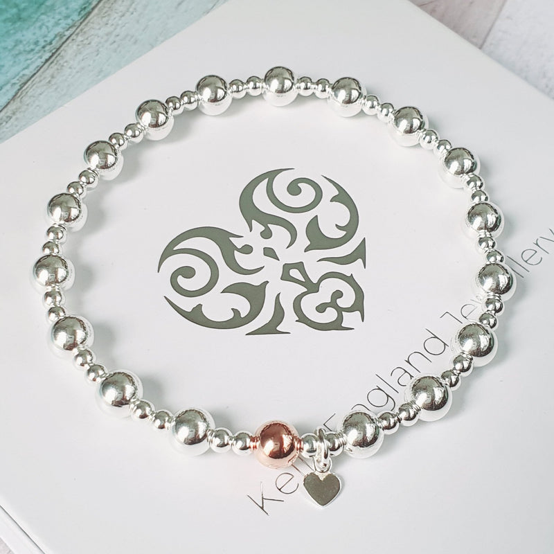 Stylish Sterling Silver & Rose Gold Bracelet