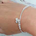 Silver Double Heart Noodle Bracelet