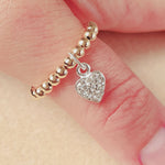 Gold & Silver Cz Sparkly Heart Stretch Ring