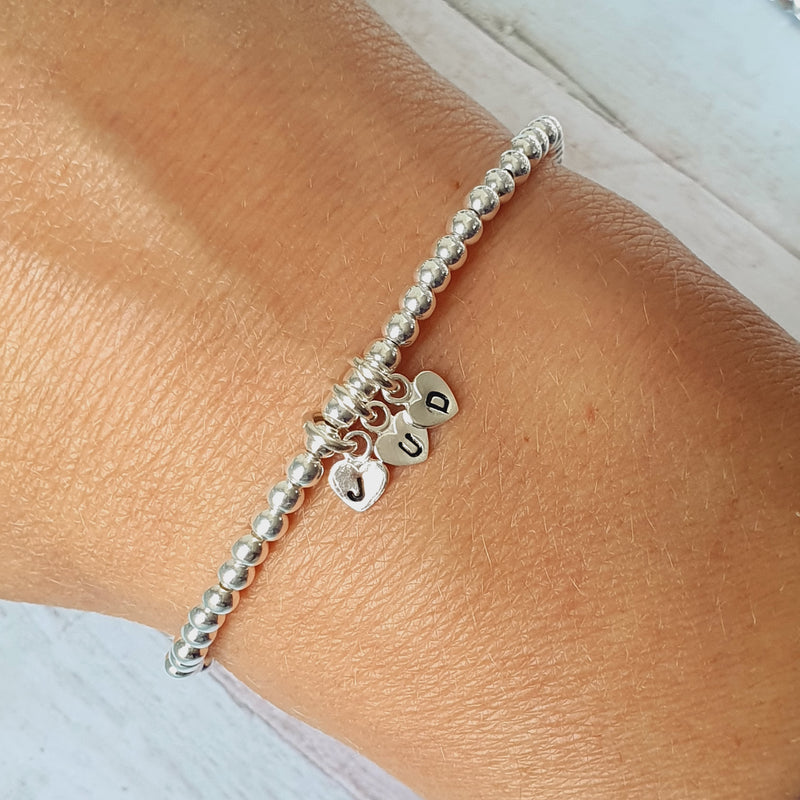 Sterling Silver Personalised Hand Stamped Bracelet - 3 Letters