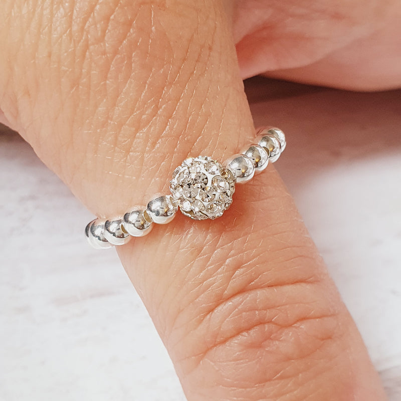 Sterling Silver Sparkle Beaded Ring