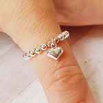 Silver & Rose Gold Puff Heart Ring