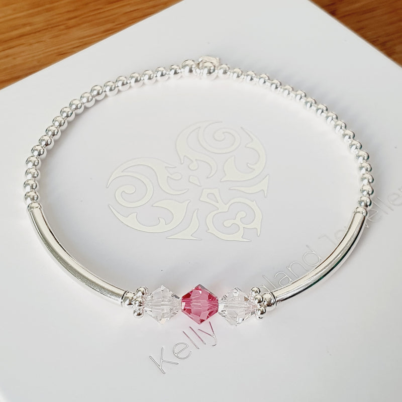 925 Silver Swarovski Crystal - Birthstone Bracelet