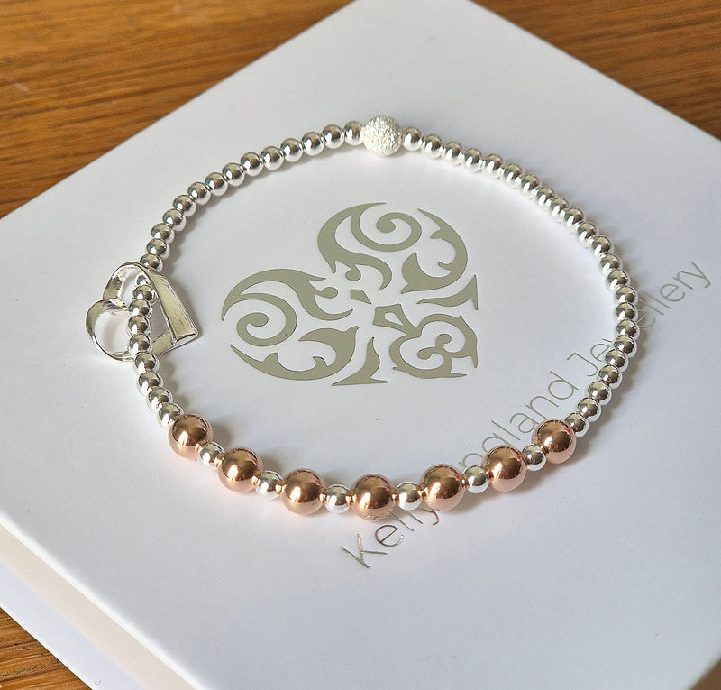 70th Birthday!! Sterling Silver & Rose Gold Decade Bracelet