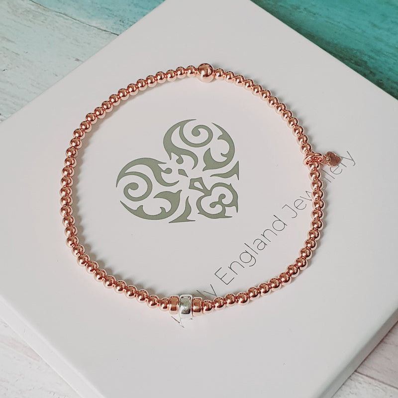 Rose Gold & Silver Rondelle Bracelet