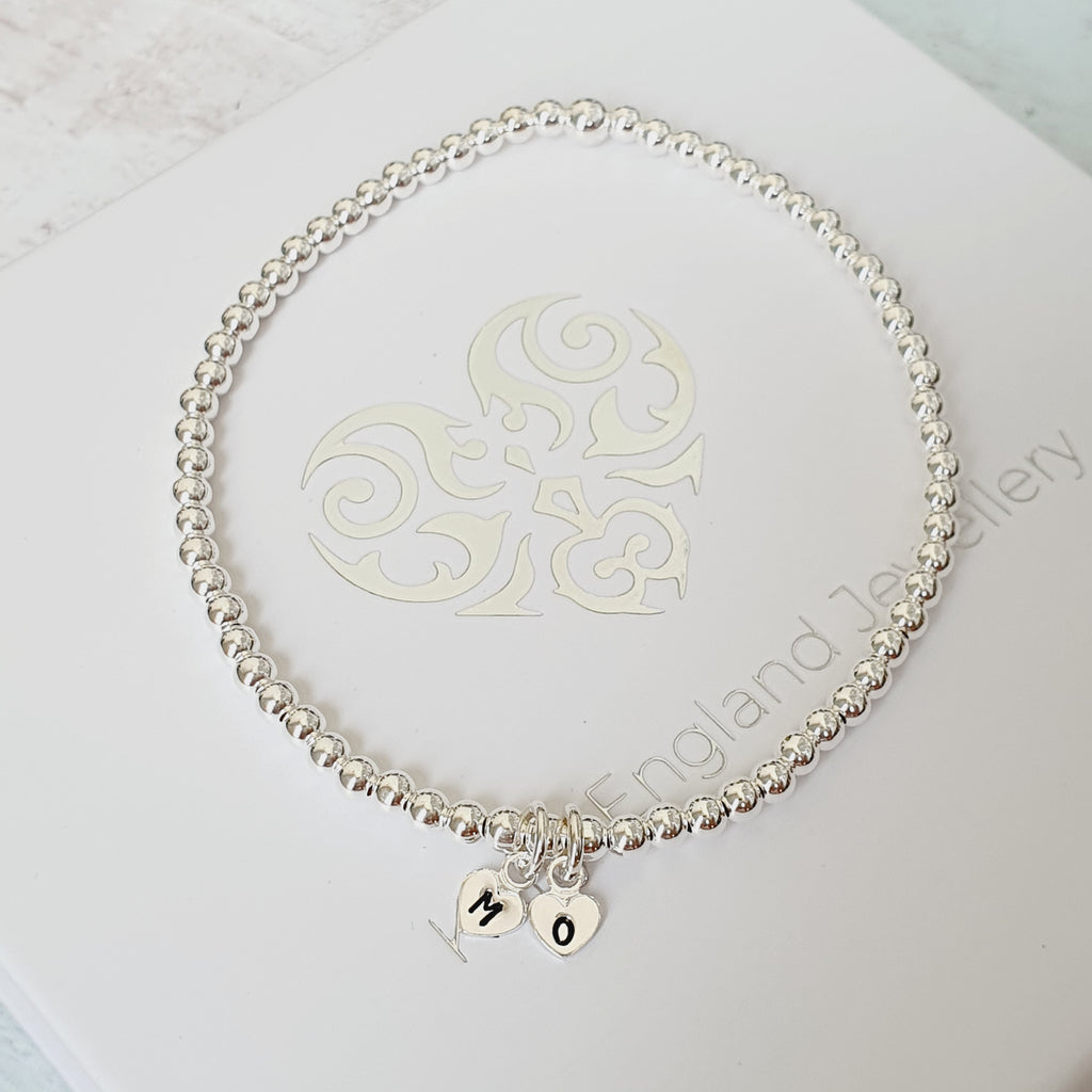 Sterling Silver Personalised Hand Stamped Initial Bracelet - 2 Letters