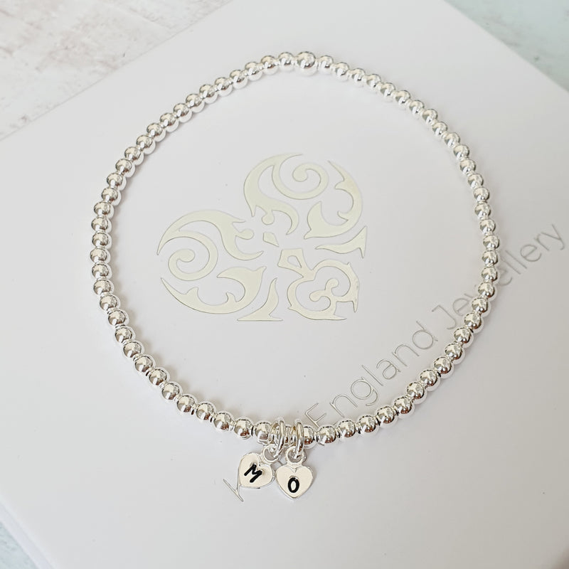 Sterling Silver Personalised Hand Stamped Initial Bracelet - 2 Letters