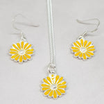 Silver Sunflower Necklace & Earring Set