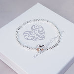 Sterling Silver & Rose Gold Floating Heart Bracelet