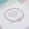 Sterling Silver & Rose Gold Floating Heart Bracelet