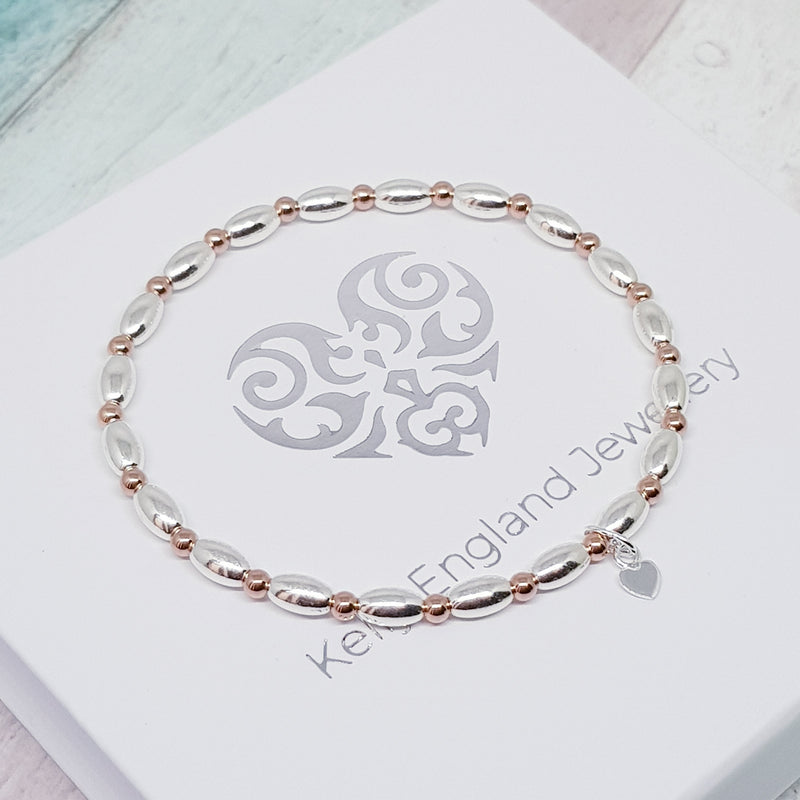 Silver Oval Rose Bracelet