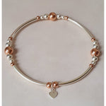 Sterling Silver & Rose Gold Mixed Noodle Bracelet