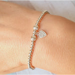 Sterling Silver Cz Sparkle Heart Bracelet