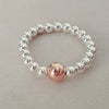 Sterling Silver & Rose Gold Bead Ring