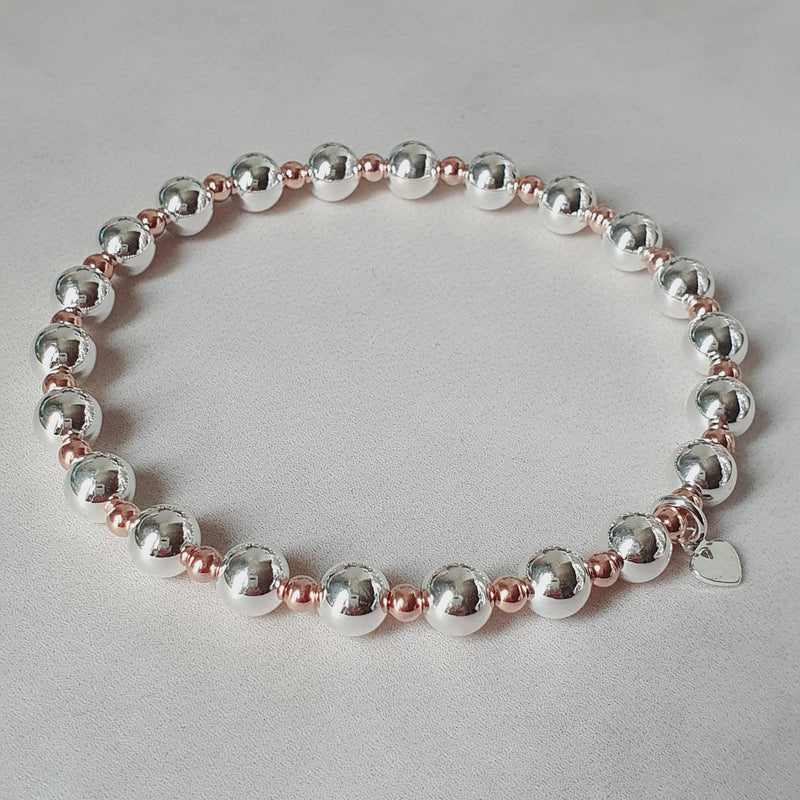 Stylish Chunky Sterling Silver & Rose Gold Bracelet