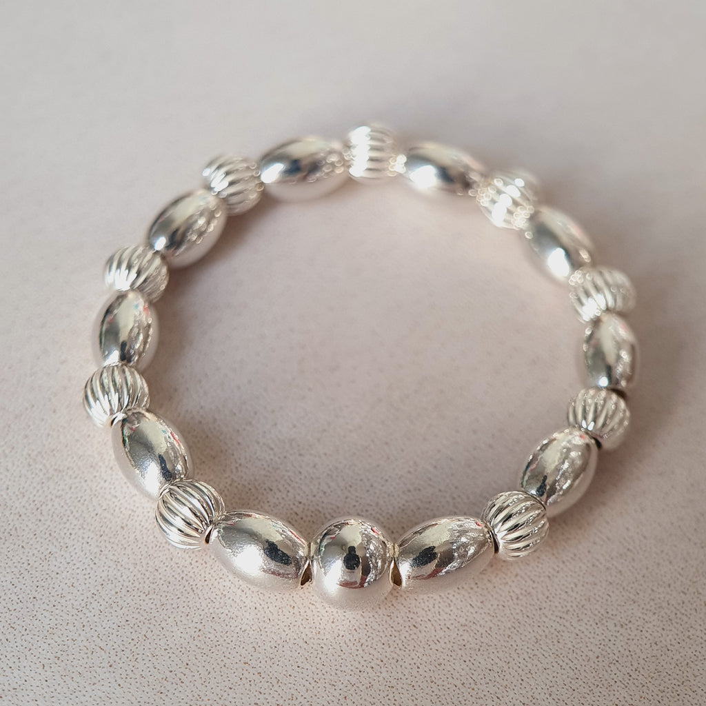 Silver Oval Corrugated Ring