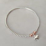 Sterling Silver Silver Heart Duo Bracelet Set