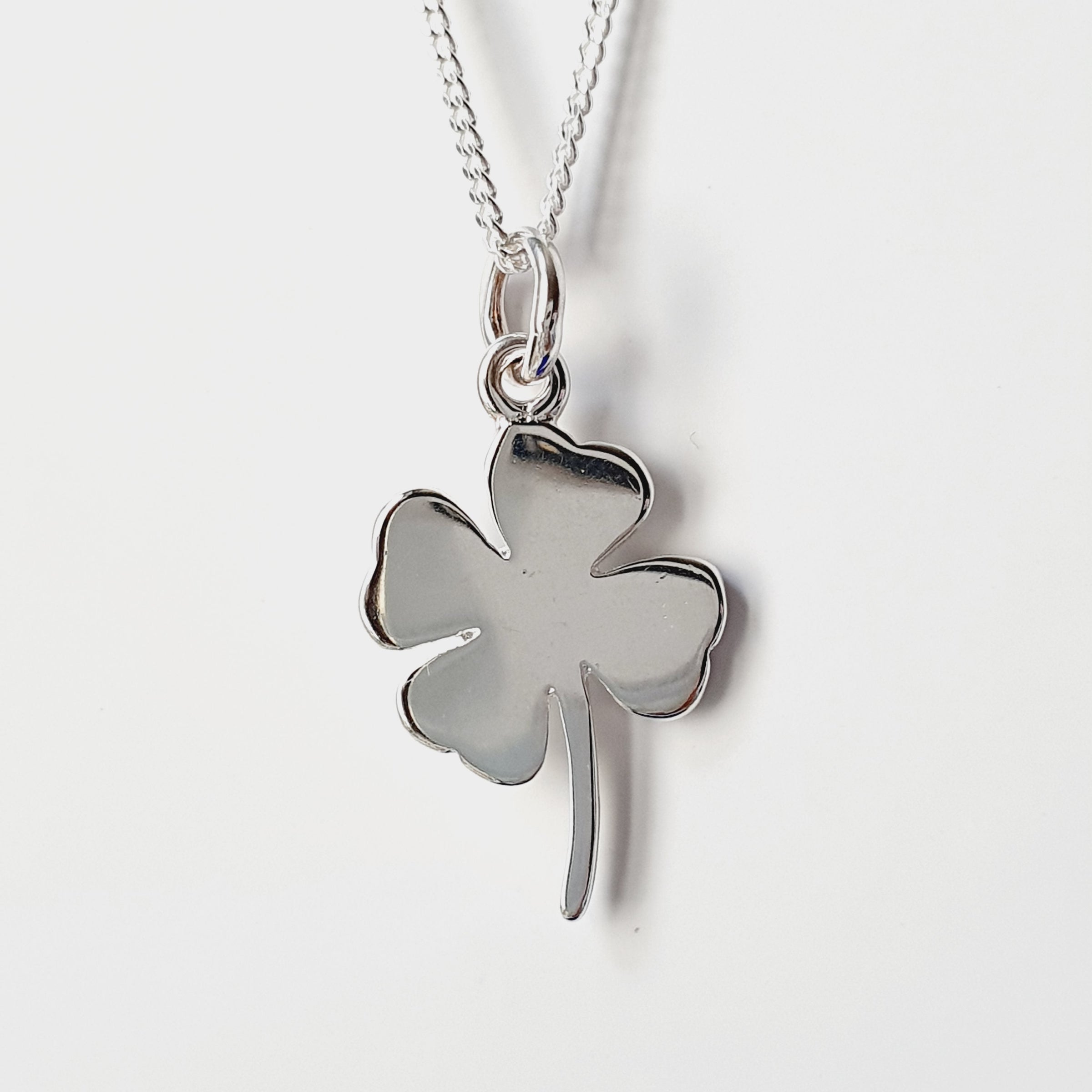 Sterling Silver Four Leaf Clover Lucky Necklace