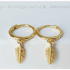 18K Gold Feather Huggies