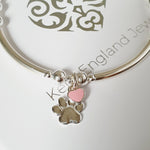 Sterling Silver Doggy Paw Print Noodle Bracelet