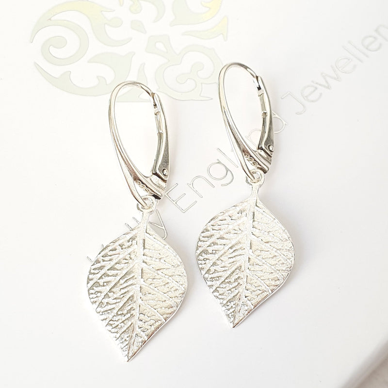 Silver Leaf Dangle Earrings