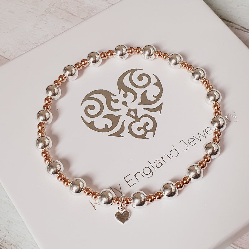 Chunky Sterling Silver & Rose Bracelet