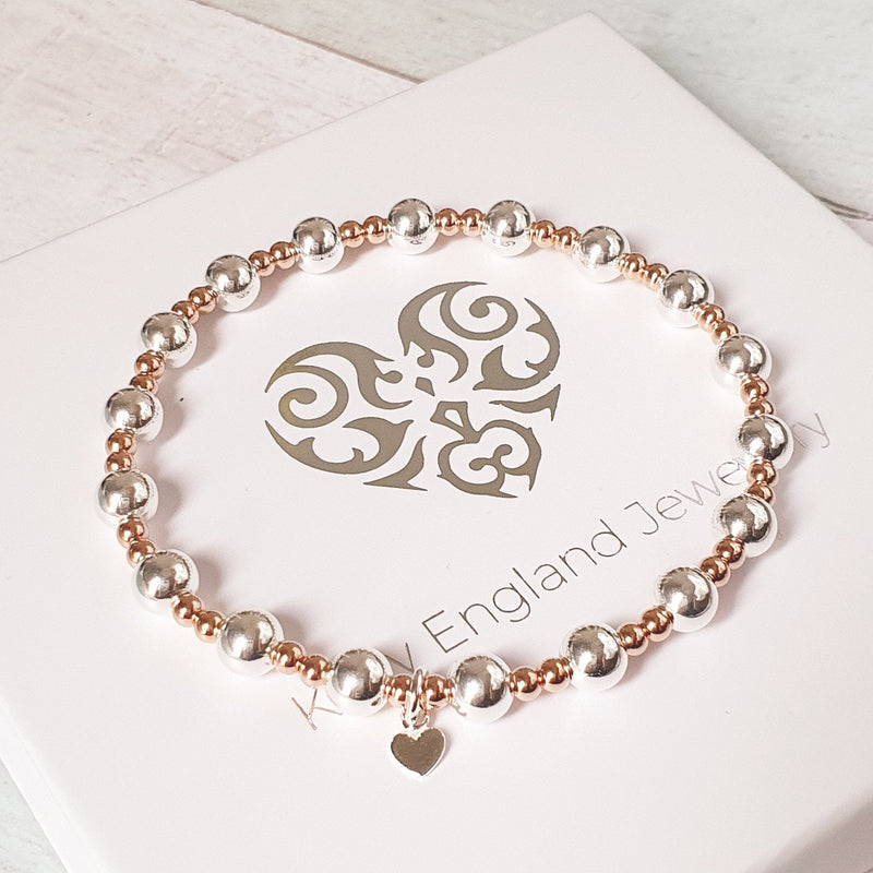 Chunky Sterling Silver & Rose Bracelet