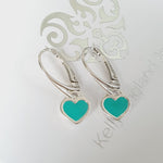 Turquoise Heart Lever Back Earrings