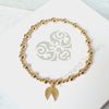 Gold Double Leaf Beaded Bracelet