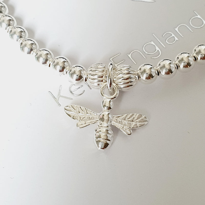 Sterling Silver Bee Bracelet & Earring Set