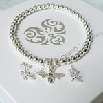 Sterling Silver Bee Bracelet & Earring Set