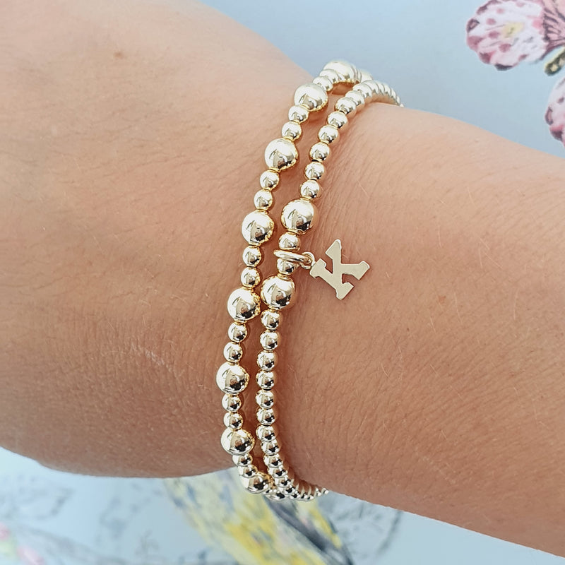 Personalised Gold Initial Bracelet Set