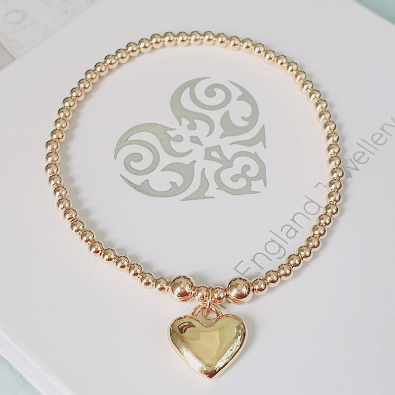 Gold Solid Heart Bracelet