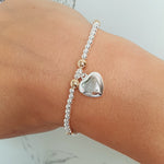 Puff Heart Silver & Gold Bracelet