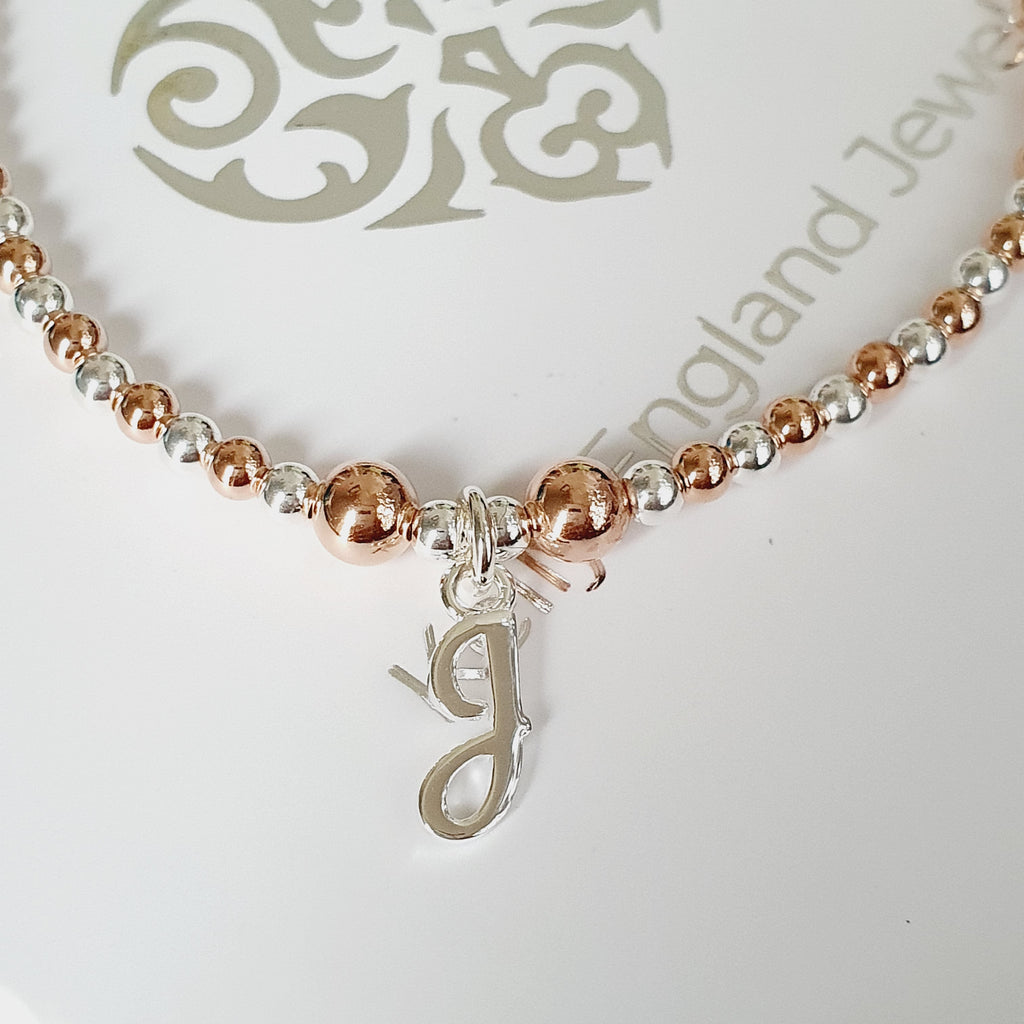 Personalised Silver & Rose Gold Initial Bracelet