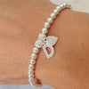 Sterling Silver Personalised CZ Heart Bracelet