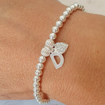 Sterling Silver Personalised CZ Heart Bracelet