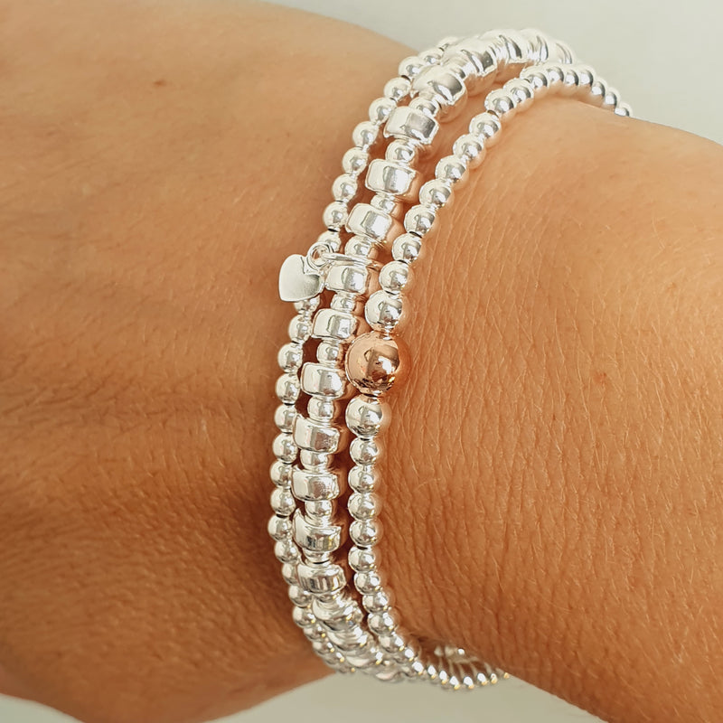 Silver & Rose Gold Mixed Bracelet Stack