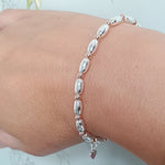 Silver Oval Rose Bracelet