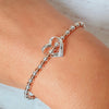 Sterling Silver & Rose Gold Floating Heart Bracelet