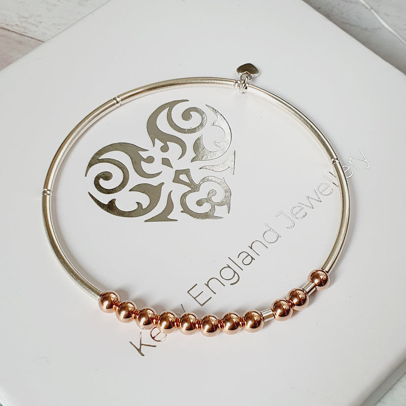 Sister! Silver & Rose Gold Morse Code Bracelet