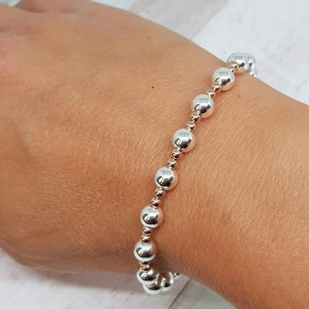 Chunky Sterling Silver & Rose Bracelet