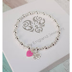 Silver Paw Print & Heart Mixed Beaded Bracelet