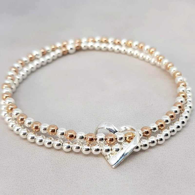 Duo Floating Heart Bracelet - Rose Gold