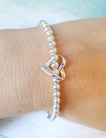 Sterling Silver Floating Heart Bracelet